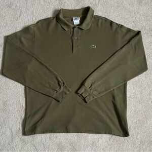 Lacoste Mens 100% Cotton Classic Fit Olive Long Sleeve Polo Size 6 (XL)
